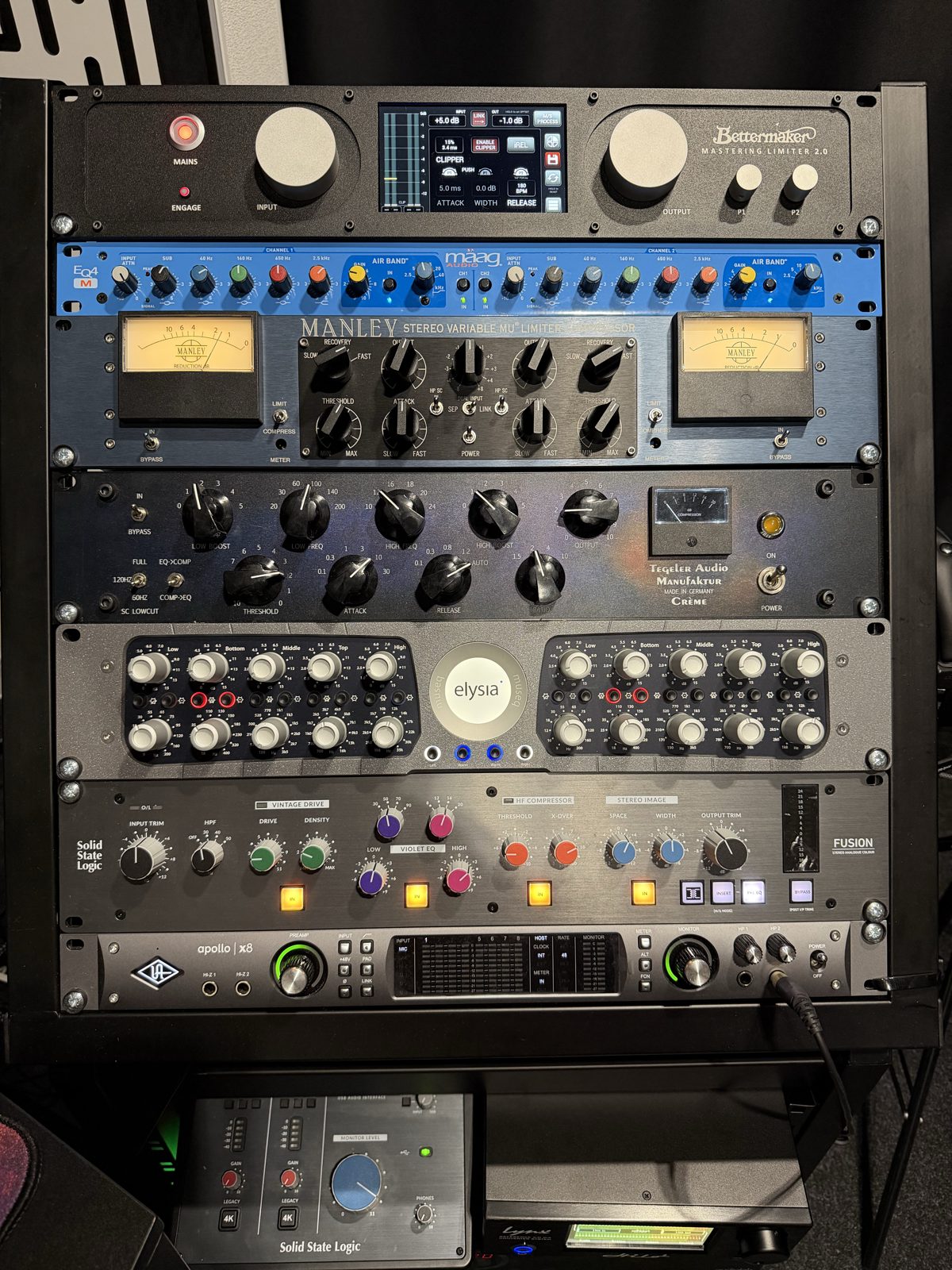artefactFX analog mastering rack — Bettermaker, Maag, Manley, Tegeler, Elysia, SSL Fusion
